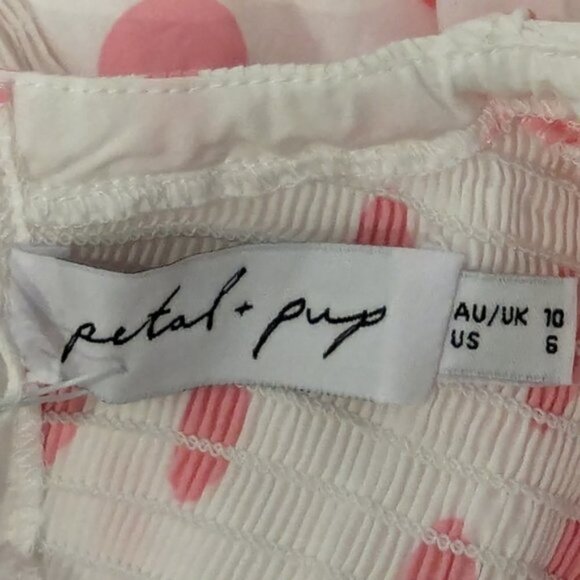 NWT Petal & Pup Cotton Polka Dot White and Pink Round Neck Cropped Top, size 6 - Picture 5 of 7